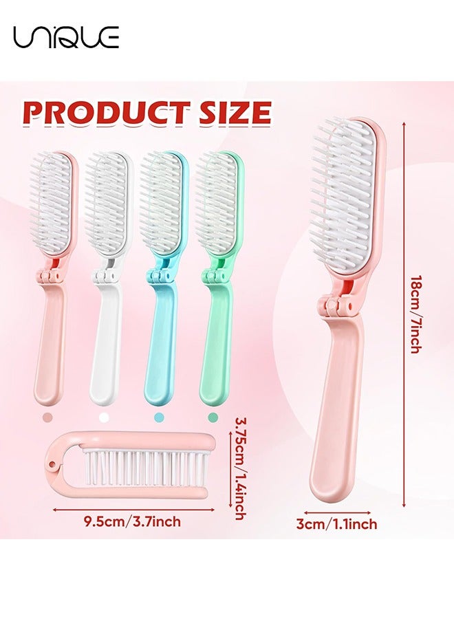 يونيك 4 قطع فرشاة شعر قابلة للطي - فرشاة شعر قابلة للطي للسفر - مشط شعر محمول صغير - مشط فرشاة شعر صغيرة قابلة للطي فرشاة شعر صغيرة مدمجة للنساء للرجال السفر المدرسي العائلي - 4 ألوان - Image 2