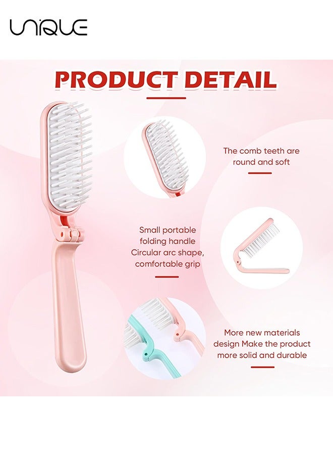 يونيك 4 قطع فرشاة شعر قابلة للطي - فرشاة شعر قابلة للطي للسفر - مشط شعر محمول صغير - مشط فرشاة شعر صغيرة قابلة للطي فرشاة شعر صغيرة مدمجة للنساء للرجال السفر المدرسي العائلي - 4 ألوان - Image 3