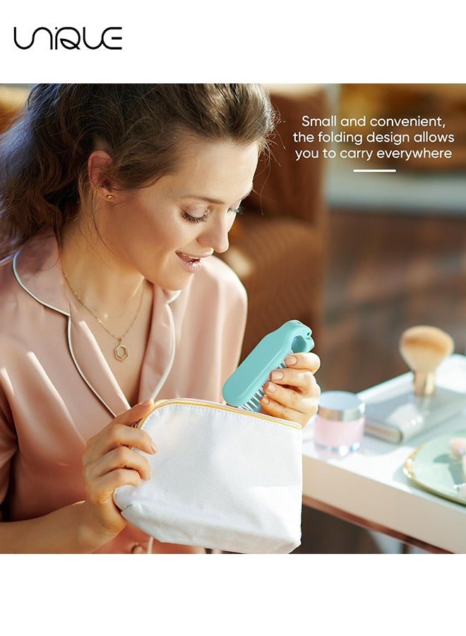 يونيك 4 قطع فرشاة شعر قابلة للطي - فرشاة شعر قابلة للطي للسفر - مشط شعر محمول صغير - مشط فرشاة شعر صغيرة قابلة للطي فرشاة شعر صغيرة مدمجة للنساء للرجال السفر المدرسي العائلي - 4 ألوان - Image 5