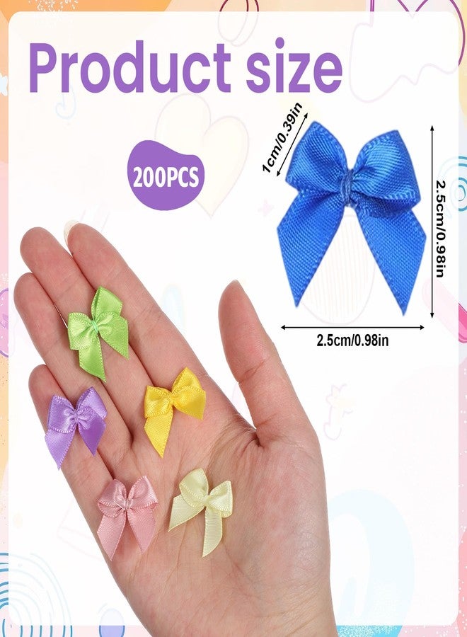 Tweruna 200 PCS Mini Bows for Crafts, 1 Inch Multicolor Small Ribbon Bows for Crafts, Satin Ribbon Tiny Little Bow for DIY Crafting Sewing Appliques Gift Wrapping Party Decorations - Image 2