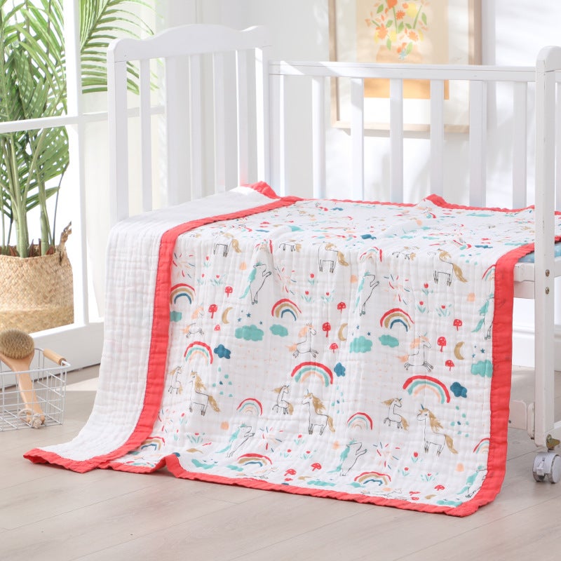 إسكدنيا Six-layer gauze cotton children's quilt cartoon printing baby bath towel thick absorbent factory wholesale summer quilt - Image 1