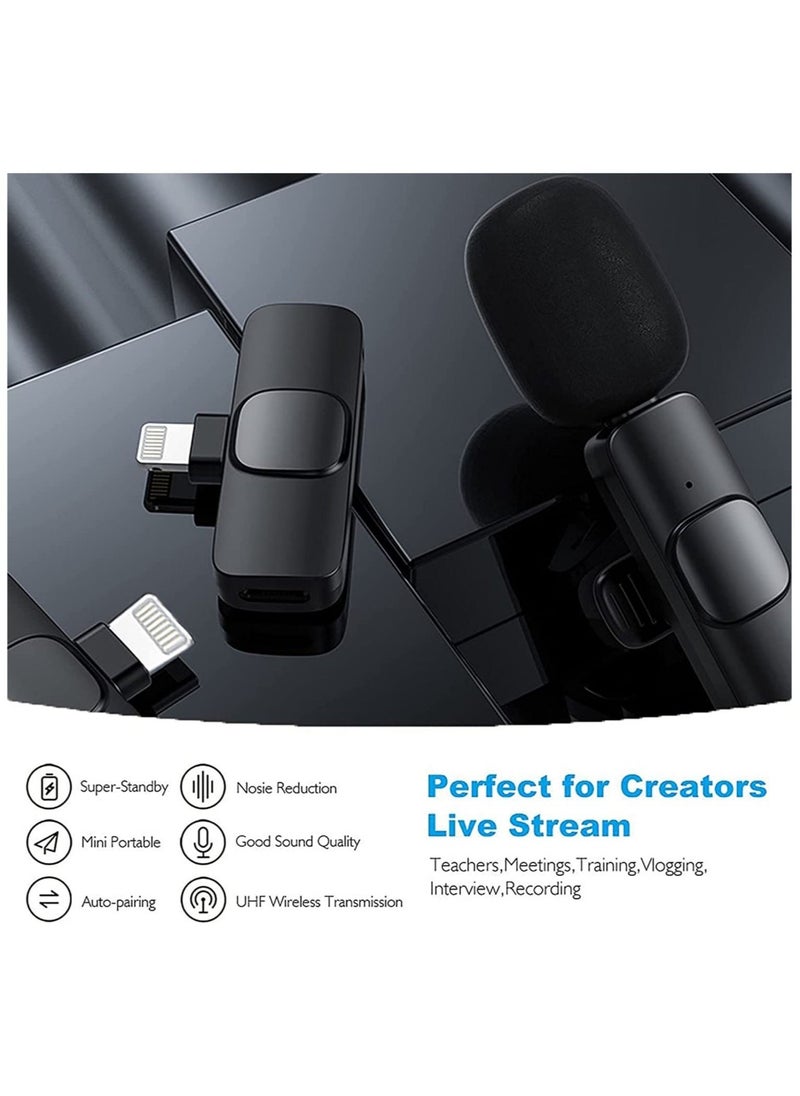 Generic - Wireless Lavalier Microphone for iPhone iPad Mini Mic for YouTube Facebook Live Stream TikTok Vlog Zoom Video Recording - Noise Reduction/No APP & Bluetooth Needed - Image 1