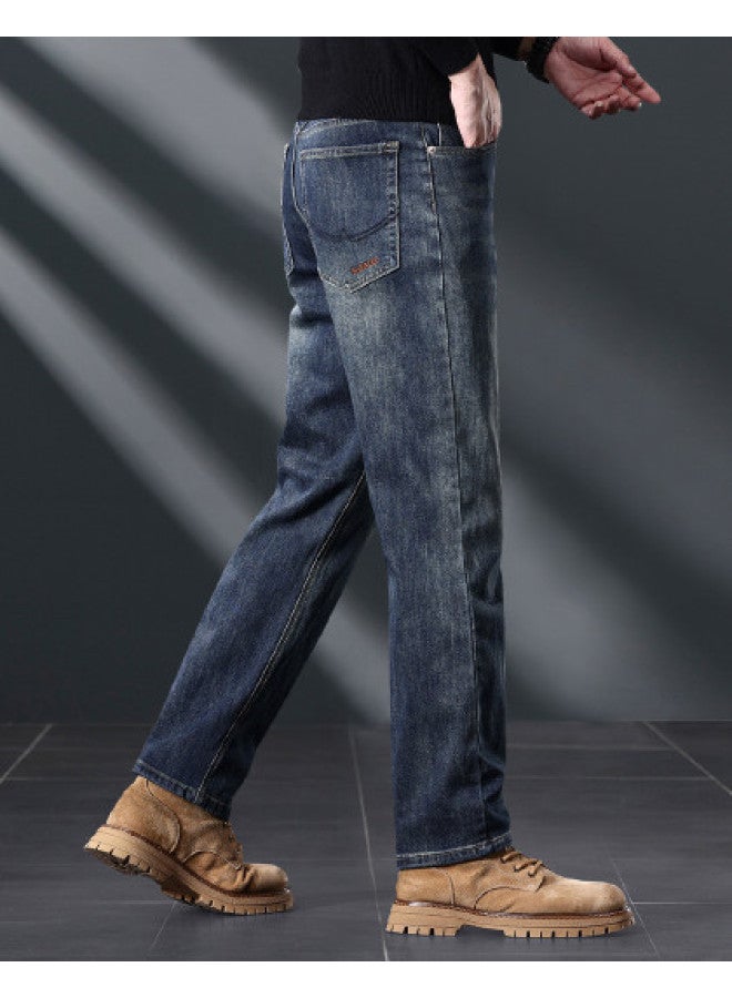 Fapai Autumn/winter Thick Style] Autumn/winter Jeans High-end Light Business Commuting Loose Straight-leg Jeans Versatile Trousers - Image 1