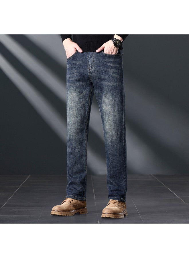 Fapai Autumn/winter Thick Style] Autumn/winter Jeans High-end Light Business Commuting Loose Straight-leg Jeans Versatile Trousers - Image 3