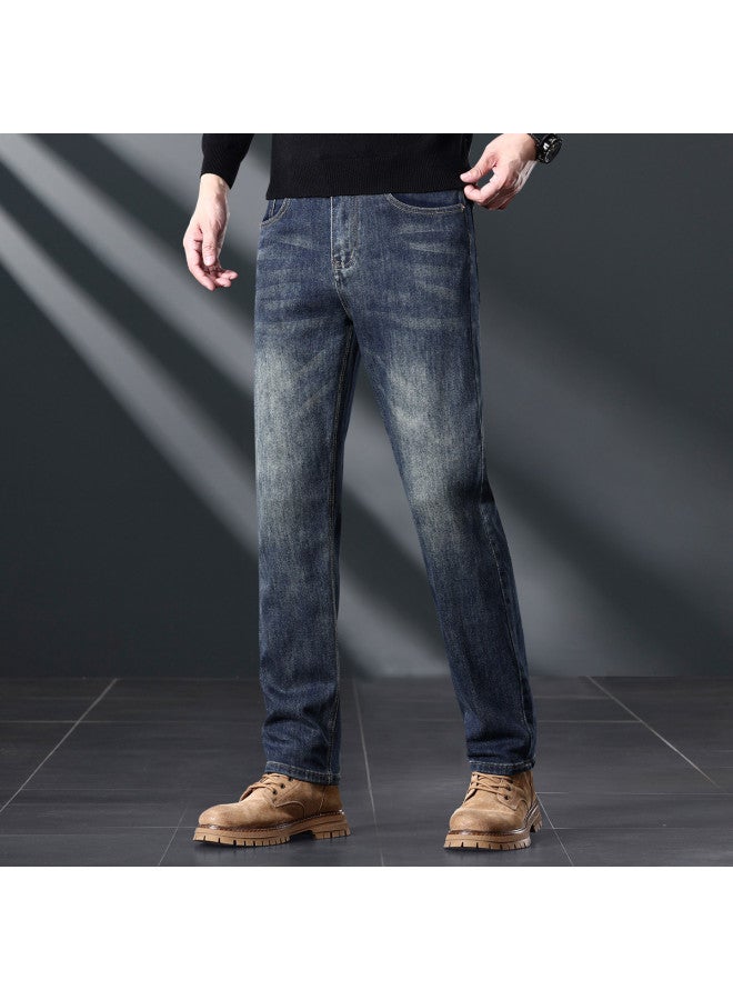 Fapai Autumn/winter Thick Style] Autumn/winter Jeans High-end Light Business Commuting Loose Straight-leg Jeans Versatile Trousers - Image 4