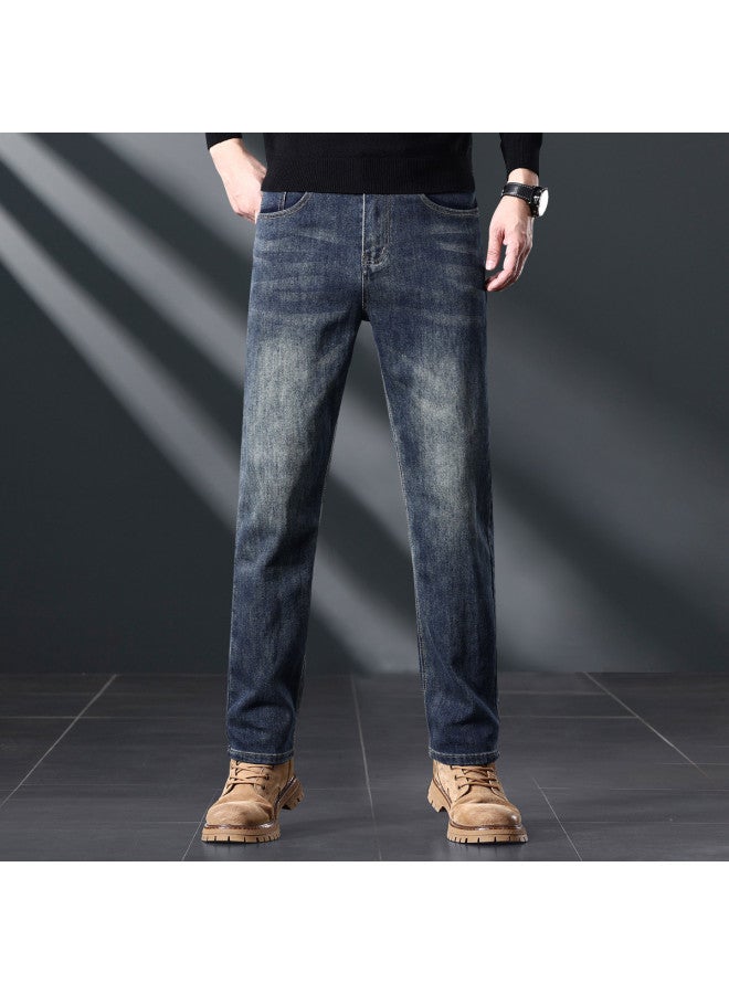 Fapai Autumn/winter Thick Style] Autumn/winter Jeans High-end Light Business Commuting Loose Straight-leg Jeans Versatile Trousers - Image 5