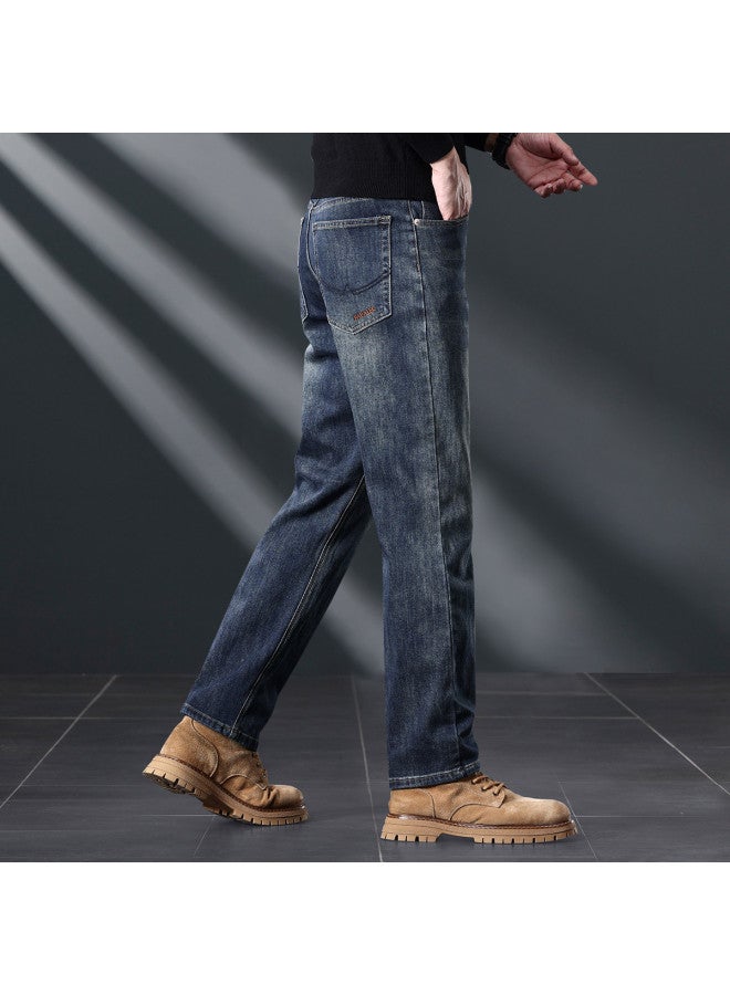 Fapai Autumn/winter Thick Style] Autumn/winter Jeans High-end Light Business Commuting Loose Straight-leg Jeans Versatile Trousers - Image 2