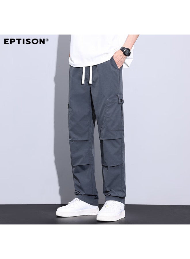 EPTISON Yipintiancheng Casual Pants For Men, Summer Lightweight Trousers, Drawstring Straight-leg Sports Cargo Casual Pants For Men - Image 2