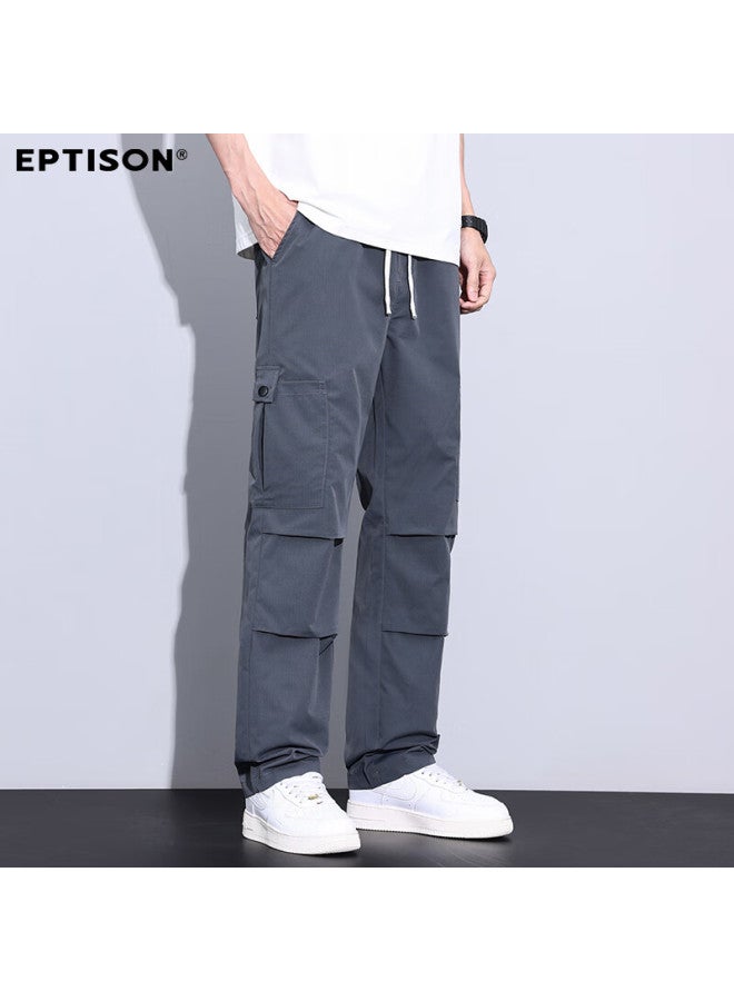 EPTISON Yipintiancheng Casual Pants For Men, Summer Lightweight Trousers, Drawstring Straight-leg Sports Cargo Casual Pants For Men - Image 1
