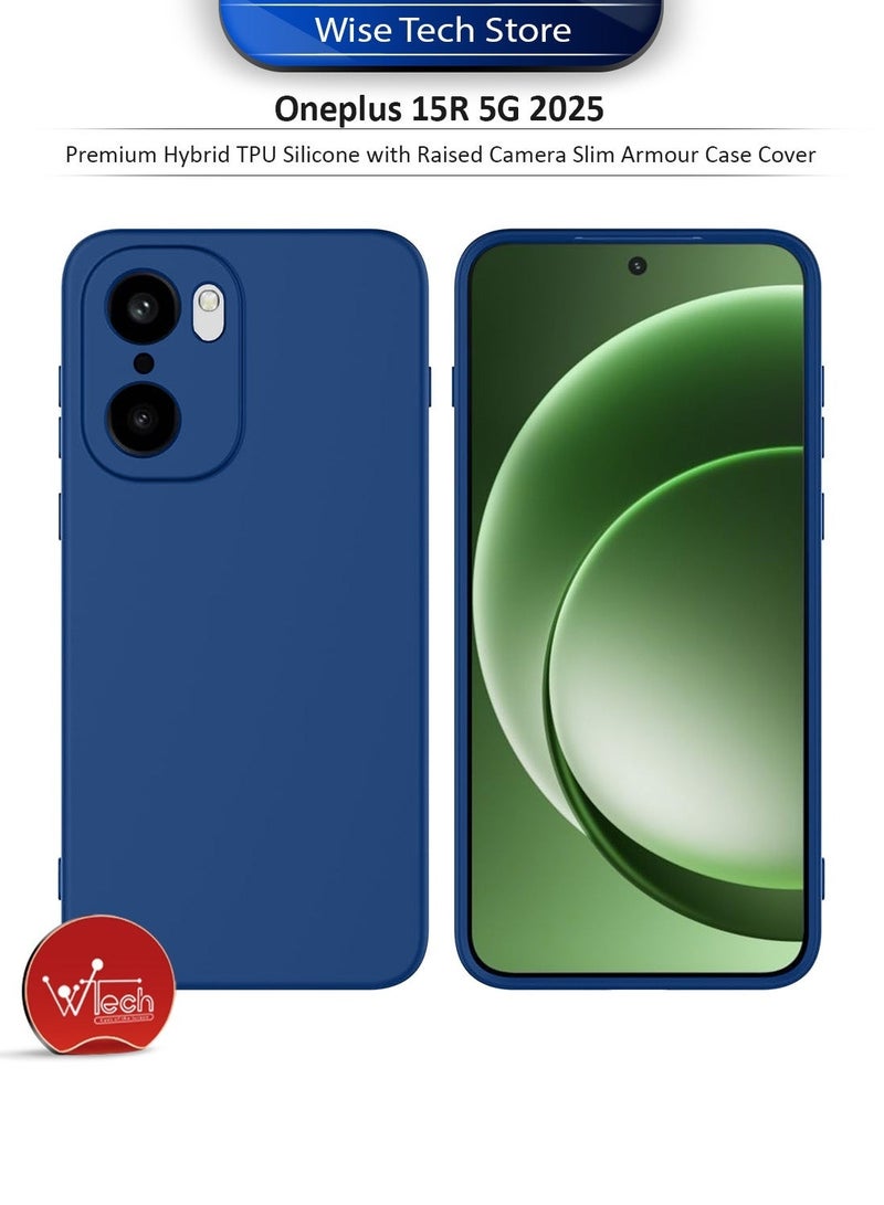 Wtech Oneplus 15R 5G 2025 Premium Soft Liquid Silicone Case Cover (MCRPSN) - Navy Blue - Image 1