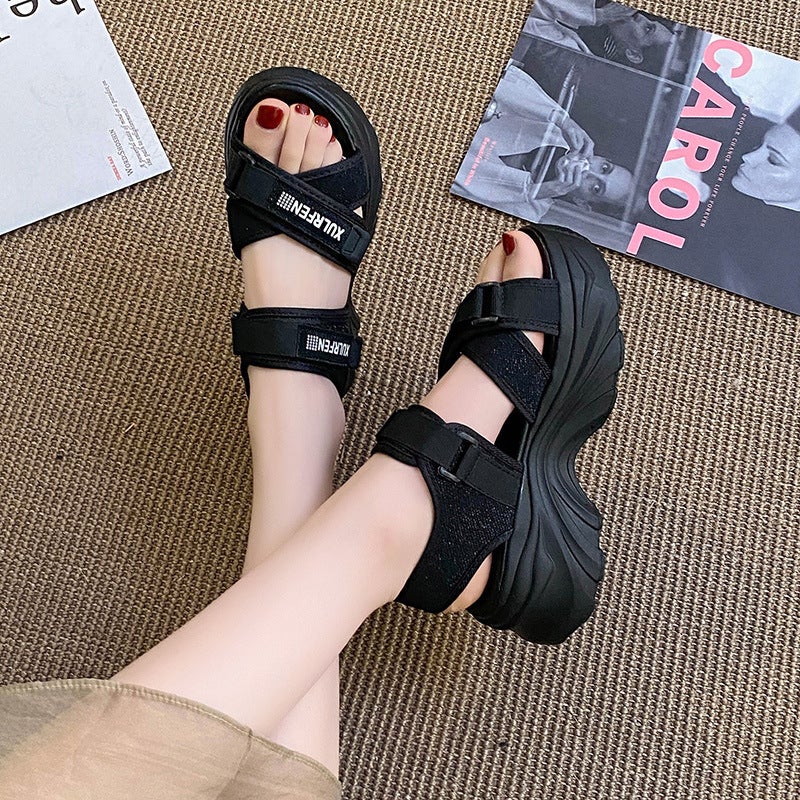 Sports Sandals Women'S 2023 Style Platform Women'S Shoes Fashionable Roman Velcro Casual Shoes - Image 3