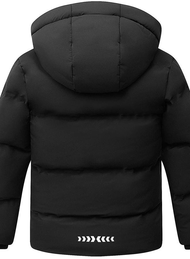 BYLESIN Kids Boy's Winter Coat Fleece Lined Waterproof Jacket Puffy Cotton Coat Thick Hooded Down Outdoor Coats, Black, 5 - Image 2