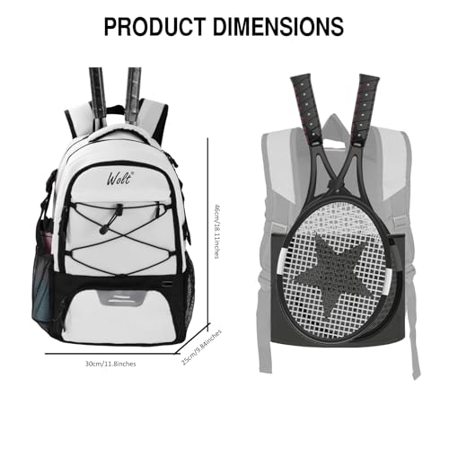 WOLT Tennis Bag - Large Tennis Racket Backpack for Men & Women - Ventilated Shoe Compartment - Holds 2 Rackets - Image 3