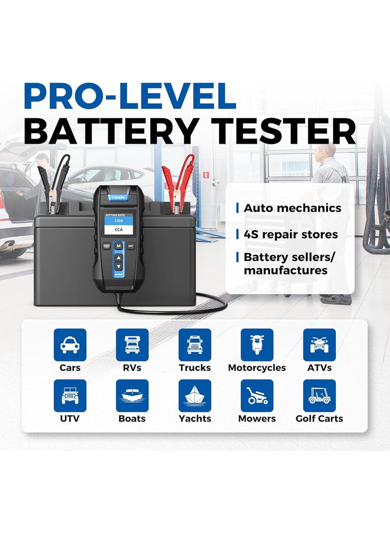 TOPDON Car Battery Tester BT300P, 12V 24V Battery Tester with Printer, with Battery Test, Cranking Charging Test for 100-2000CCA Batteries, Carrying Bag, 3 Rolls of Printing Paper Included - Image 3