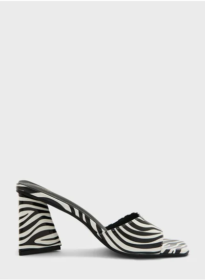 Ginger Block Heel  Zebra Print Mules