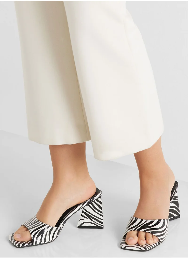 Ginger Block Heel  Zebra Print Mules