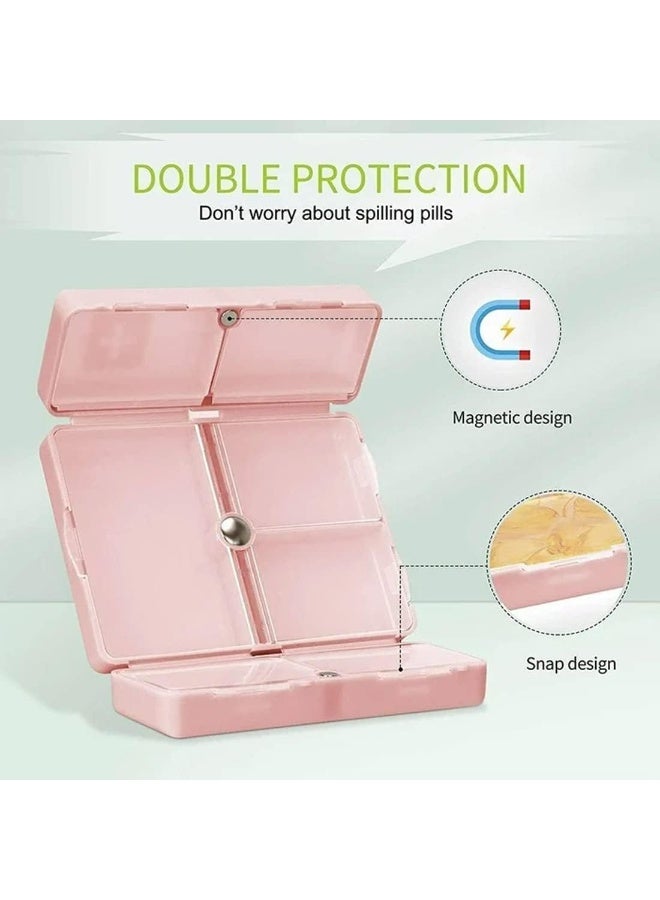7 Compartments Portable Pill Case, Foldable Pill Organizer for Travel, Portable Daily Pill Case, Pocket Pharmacy with Labels, Magnetic Travel Pill Box (Green) - Image 4