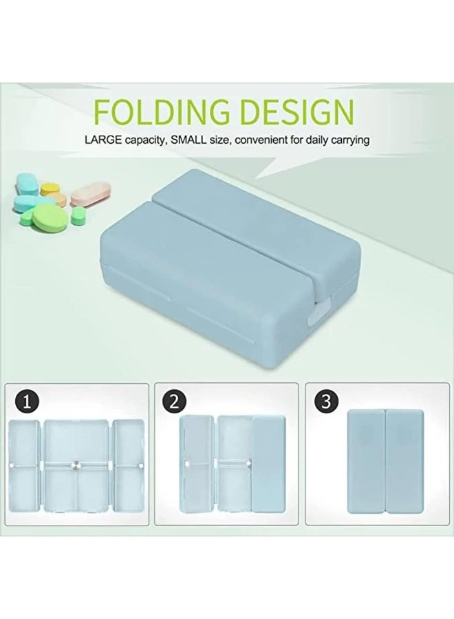 7 Compartments Portable Pill Case, Foldable Pill Organizer for Travel, Portable Daily Pill Case, Pocket Pharmacy with Labels, Magnetic Travel Pill Box (Green) - Image 3