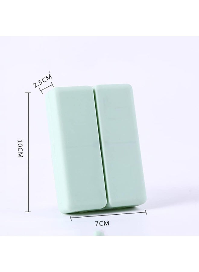 7 Compartments Portable Pill Case, Foldable Pill Organizer for Travel, Portable Daily Pill Case, Pocket Pharmacy with Labels, Magnetic Travel Pill Box (Green) - Image 1