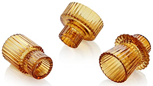 Vixdonos Taper Glass Candlestick Holders Tealight Candle Holders for Table Centerpieces, Wedding Decor and Dinner Party (3 Pcs, Amber) - Image 3