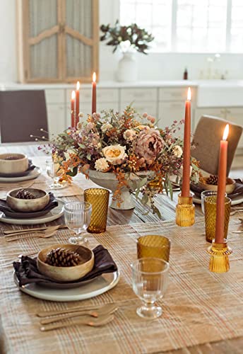 Vixdonos Taper Glass Candlestick Holders Tealight Candle Holders for Table Centerpieces, Wedding Decor and Dinner Party (3 Pcs, Amber) - Image 5