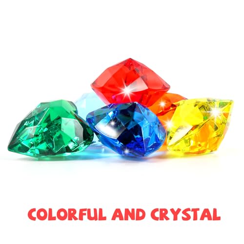 Niceup 30pcs 3D Heart Diamond Gemstones for Easter Egg Fillers Diving Pool Toys 157in Small Crystal Acrylic Gems Heart Shape Gemstones for Mermaid Treasure Hunt Party Favors - Image 5