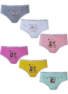 Hepsine Rakip Rivaling All, 6-Piece Girl's Printed Colorful Panties, Lycra Slips  - Image 1