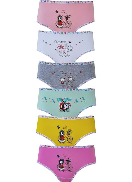 Hepsine Rakip Rivaling All, 6-Piece Girl's Printed Colorful Panties, Lycra Slips  - Image 3