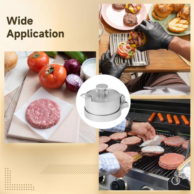 Aluminum Alloy Burger Press Patty Maker, Spring-Loaded, Non-Stick Hamburger Press for Homemade Burgers - Image 4