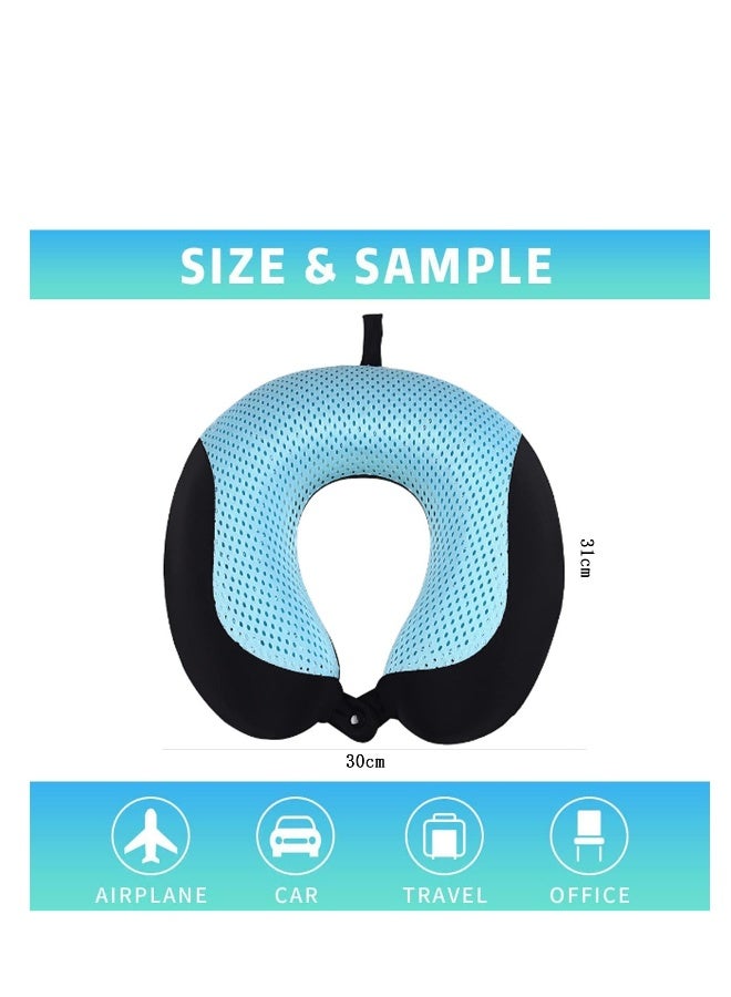 Travel Pillow, Memory Foam Neck Pillow, Soft & Support Travel Pillow, Ergonomically Designed Neck Support Pillow, for Sleeping, Traveling, Car, Flight, and Home Use (Navy Blue-gel) - Image 2