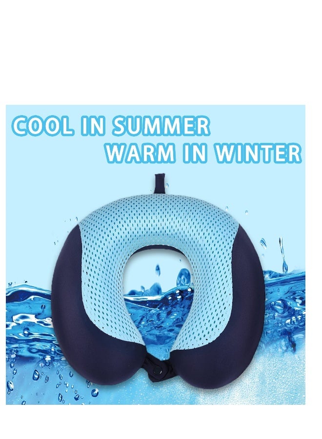 Travel Pillow, Memory Foam Neck Pillow, Soft & Support Travel Pillow, Ergonomically Designed Neck Support Pillow, for Sleeping, Traveling, Car, Flight, and Home Use (Navy Blue-gel) - Image 5