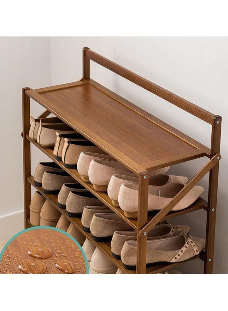 LINGWEI Foldable Bamboo Shoe Rack Free Installation Folding Dustproof Shoe Cabinet Bamboo Shoe Shelf Storage Organizer Flower Stand For Home Door Hallway - Image 3