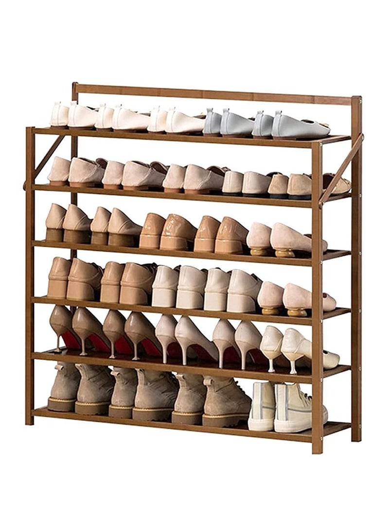 LINGWEI Foldable Bamboo Shoe Rack Free Installation Folding Dustproof Shoe Cabinet Bamboo Shoe Shelf Storage Organizer Flower Stand For Home Door Hallway - Image 2