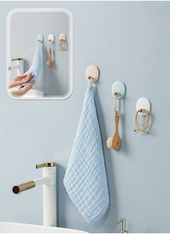 Y&D Self Adhesive Wall Hooks for Hanging Keys Towels Purses Hats Caps Scarves, Decorative Hook, Sticky Bathroom Door Kitchen Shower Room Entryway Organizer (White Pink Blue Green, 4PCS)  - Image 3