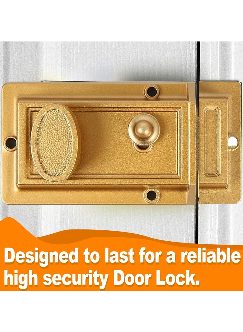 Rim Night Latch Door Lock, Double Locking Gate Lock with Premium Solid Brass Rim Cylinder Latch Door Lock, 60mm Backset, Polished Brass Finish, Ideal for Yard, Garden Doors, and Gates - Image 5