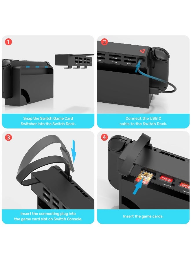 8-in-1 Game Card Reader for Nintendo Switch/Switch OLED Console and Dock, multiple Switch Games Reader, Card Storage Holder Accessories (4 Slots for Switching Games + 4 Slots for Storage)  - Image 4