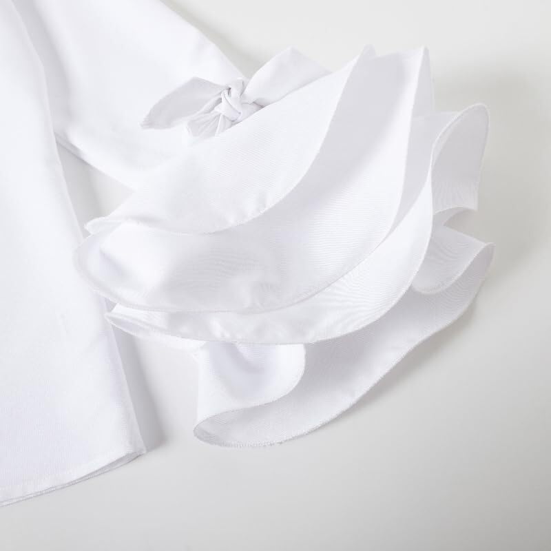 UOOZEE Womens Button Down Shirt Long Sleeve Dress Shirts Solid Work Blouse, White S - Image 3
