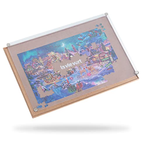 Lavievert Wooden Jigsaw Puzzle Board with DustProof Cover Lightweight Portable Puzzle Mat Storage Saver with NonSlip Surface for Up to 1000 Pieces Khaki - Image 1