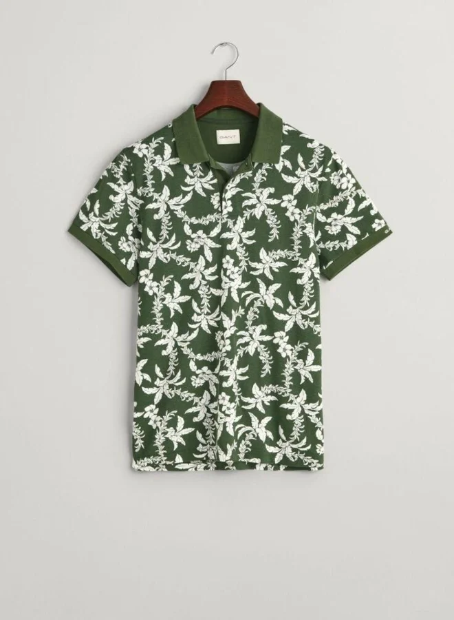 غانت Gant Palm Lei Print Piqué Polo Shirt