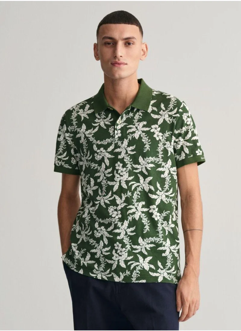 غانت Gant Palm Lei Print Piqué Polo Shirt