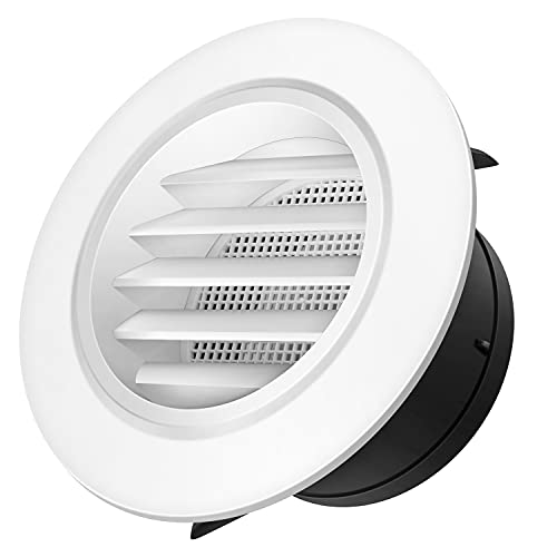 iPower 4 Inch ABS Round Air Soffit Vents Louver Grille Cover with Built-in Screen Mesh for Home Bathroom Office Kitchen Ventilation, 1-Pack, White - Image 1