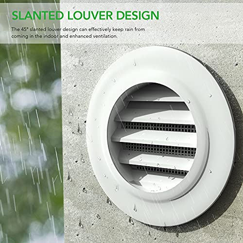 iPower 4 Inch ABS Round Air Soffit Vents Louver Grille Cover with Built-in Screen Mesh for Home Bathroom Office Kitchen Ventilation, 1-Pack, White - Image 5