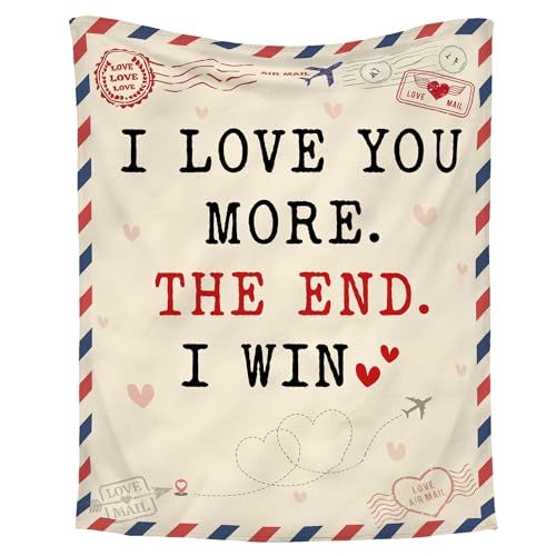 WRAPIX Christmas Anniversary Couple Gifts for Women - I Love You More Soft Fleece Throw Blanket 50x60 in - Birthday Romantic Gifts for Girlfriend Boyfriend Wife Husband, I Love You Gift for Him Her - Image 1