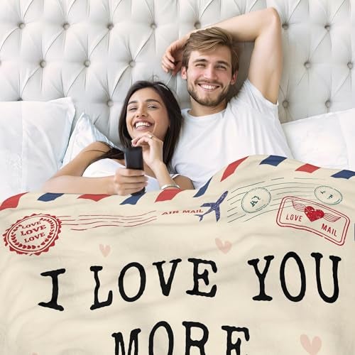WRAPIX Christmas Anniversary Couple Gifts for Women - I Love You More Soft Fleece Throw Blanket 50x60 in - Birthday Romantic Gifts for Girlfriend Boyfriend Wife Husband, I Love You Gift for Him Her - Image 5