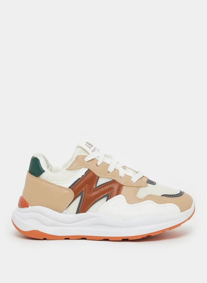 ستايلي Styli Color Block Round Toe Lace-Up Sneakers