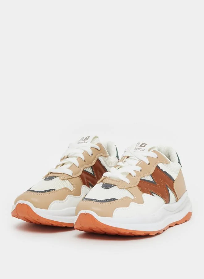 ستايلي Styli Color Block Round Toe Lace-Up Sneakers