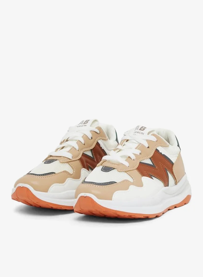 Styli Active Color Block Round Toe Lace-Up Sneakers