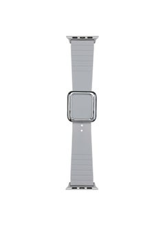 Generic Replacement Strap Silver Square Buckle Silicone Watch Band For Apple Watch Series 9&8&7 41mm / SE 3&SE 2&6&SE&5&4 40mm / 3&2&1 38mm Cloud Grey 