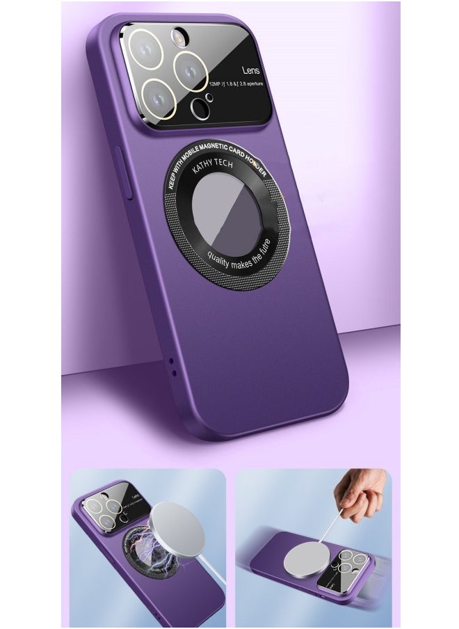 WAOKN - Flip Case for iPhone 15 Pro Max, Retro Matte Style Drop-proof Case, Wallet Style Bumper, Soft TPU Shockproof Case with Card Compartment,Purple - Image 1