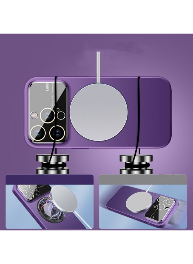 WAOKN - Flip Case for iPhone 15 Pro Max, Retro Matte Style Drop-proof Case, Wallet Style Bumper, Soft TPU Shockproof Case with Card Compartment,Purple - Image 1